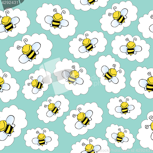 Image of doodle seamless pattern with bees