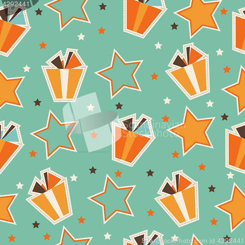 Image of retro seamless pattern with gift boxes