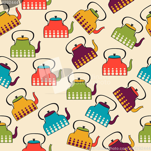 Image of funny seamless pattern with kettles