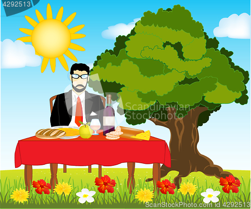 Image of Table with meal on nature