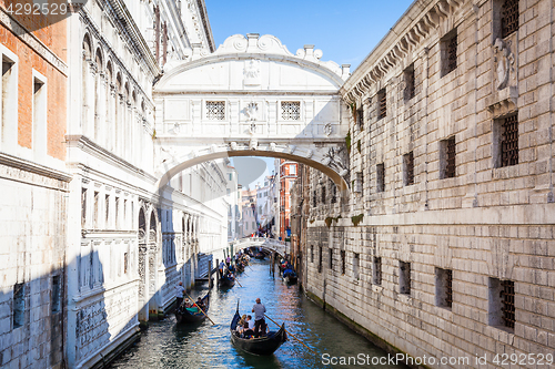 Image of VENICE, ITALY - June 27, 2016: Bridge of Sighs