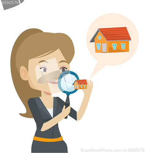 Image of Woman looking for house vector illustration.