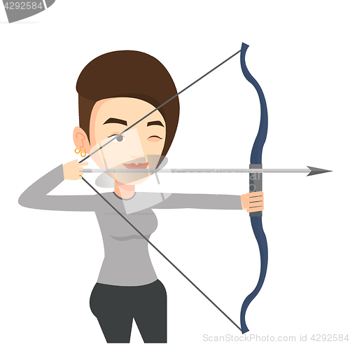 Image of Archer training with the bow vector illustration.