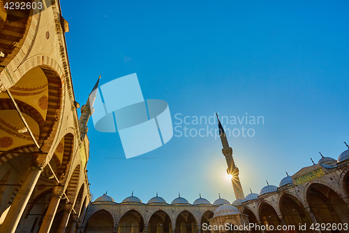 Image of View of the Blue Mosque, Sultanahmet Camii, in Istanbul, Turkey