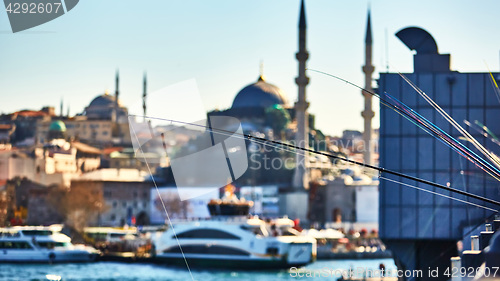 Image of The Galata bridge with fishermen