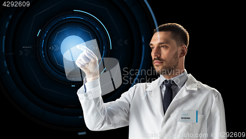 Image of doctor or scientist with virtual projection