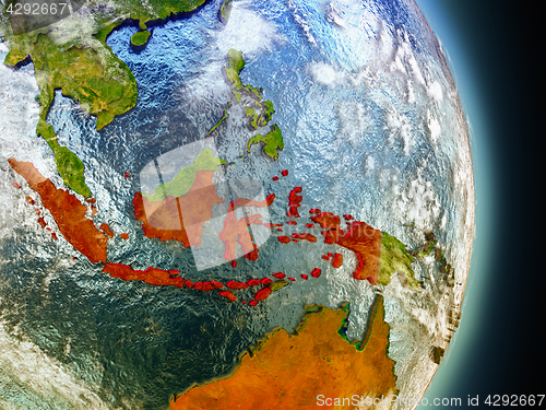 Image of Indonesia in red from space