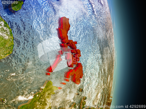 Image of Philippines in red from space