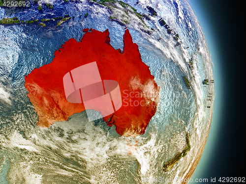 Image of Australia in red from space