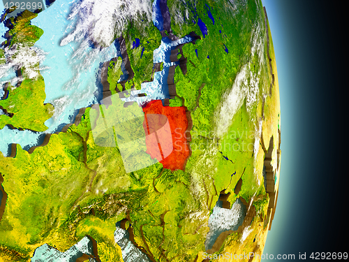 Image of Poland in red from space