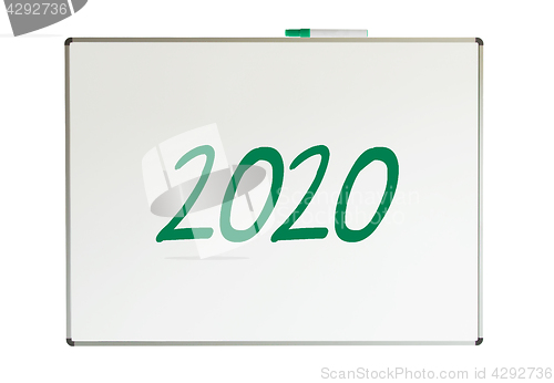 Image of 2020, message on whiteboard