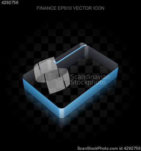 Image of Business icon: Blue 3d Folder made of paper, transparent shadow, EPS 10 vector.