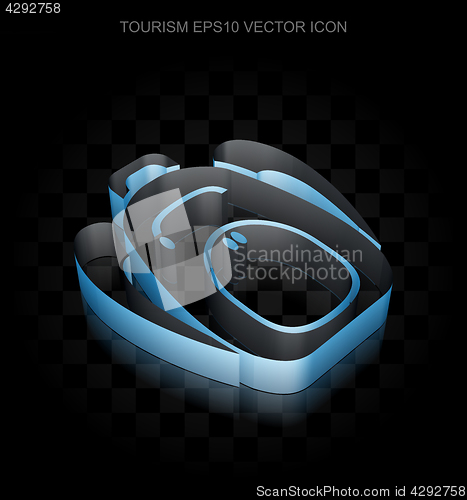 Image of Travel icon: Blue 3d Backpack made of paper, transparent shadow, EPS 10 vector.
