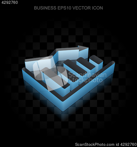 Image of Finance icon: Blue 3d Decline Graph made of paper, transparent shadow, EPS 10 vector.