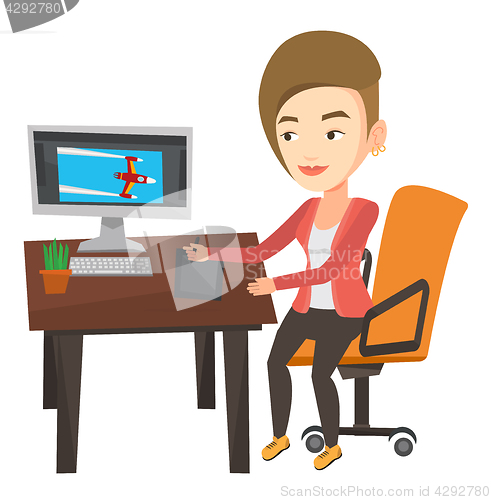 Image of Designer using digital graphics tablet.