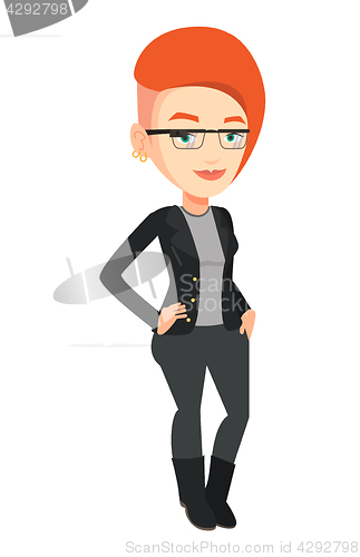 Image of Woman wearing smart glass vector illustration.