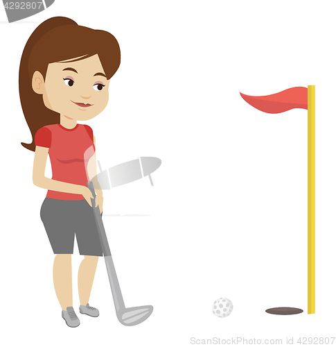 Image of Golfer hitting the ball vector illustration.
