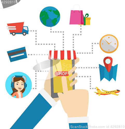 Image of Online shopping vector flat design illustration.