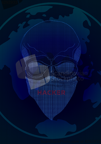 Image of The secret agent, hacker. Mysterious man with the mask on dark background. Secret agent. Incognito. undercover.