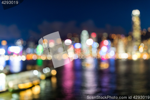 Image of Blur view of Hong Kong city at night