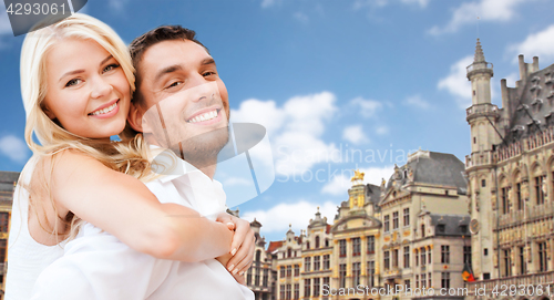 Image of happy couple over grand place in brussels