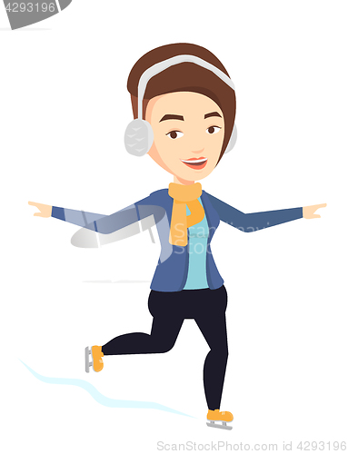 Image of Woman ice skating vector illustration.