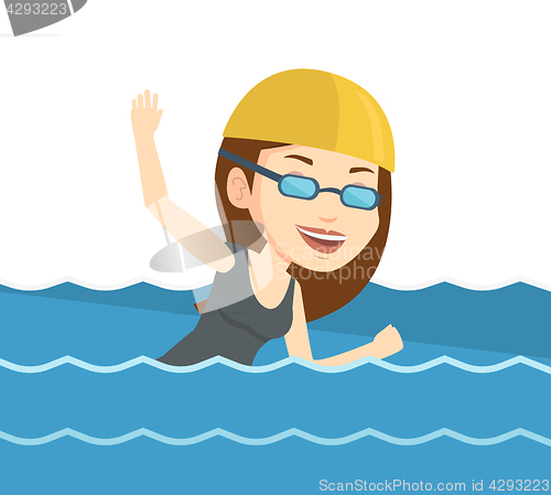 Image of Woman swimming vector illustration.