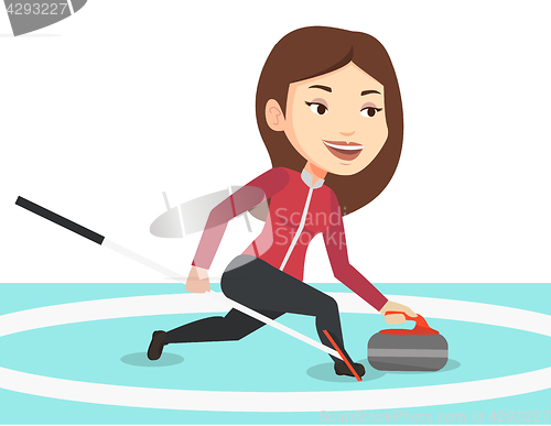Image of Curling player playing on the rink.