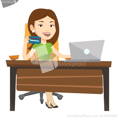 Image of Woman shopping online vector illustration.