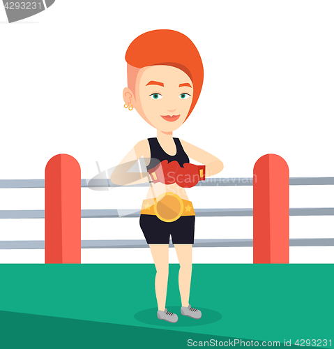 Image of Confident boxer in the ring vector illustration.