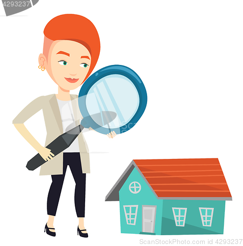 Image of Woman looking for house vector illustration.