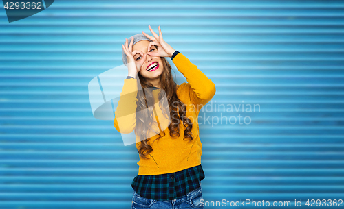 Image of happy young woman or teen girl having fun