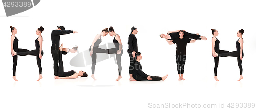 Image of The word HEALTH formed by Gymnast bodies