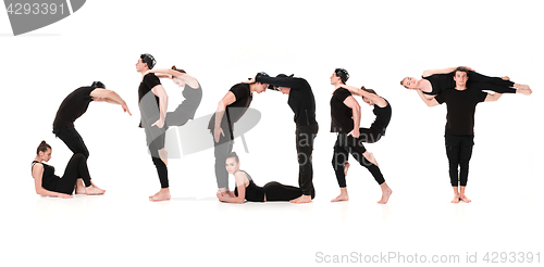 Image of The word SPORT formed by Gymnast bodies