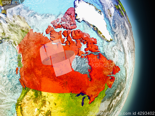 Image of Canada in red from space