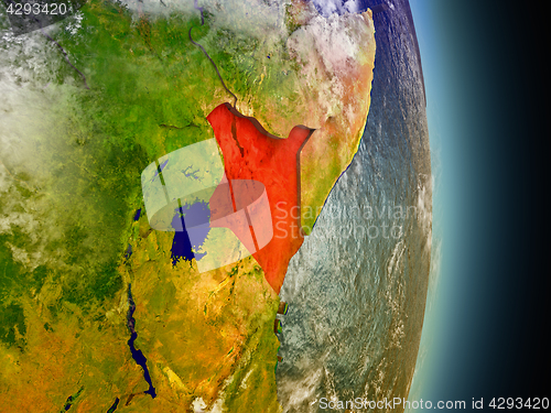 Image of Kenya in red from space