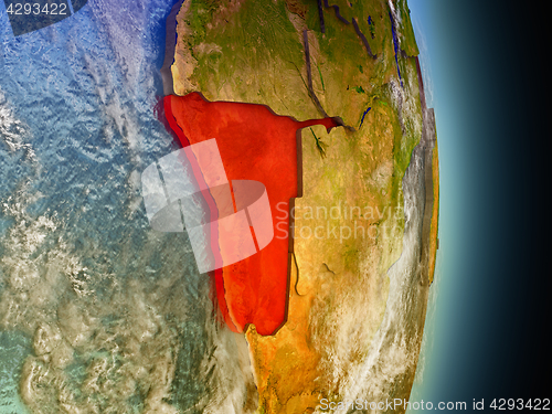 Image of Namibia in red from space