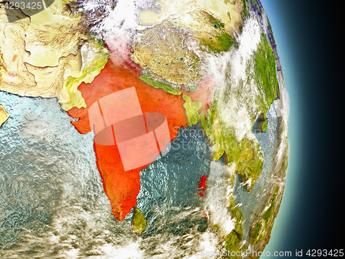 Image of India in red from space