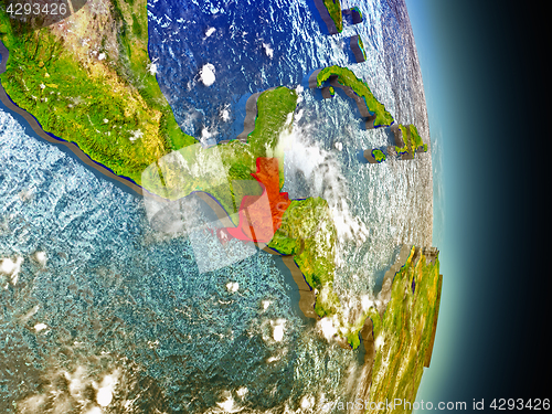 Image of Guatemala in red from space