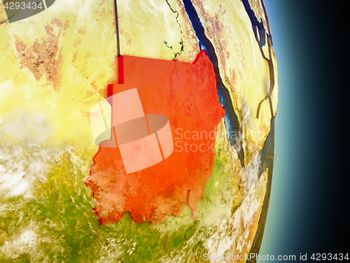 Image of Sudan in red from space