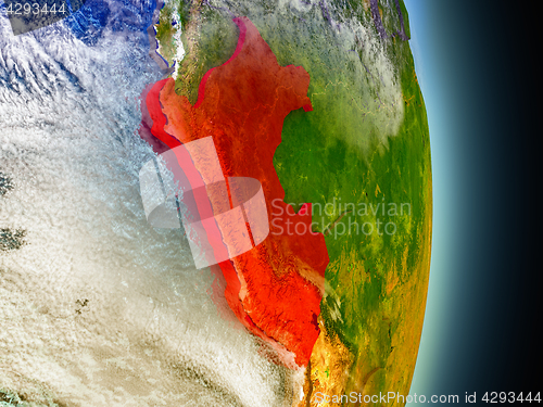 Image of Peru in red from space