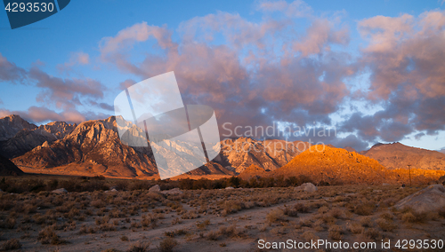 Image of Alabama Hills Sunset Sierra Nevada Range California Mountains
