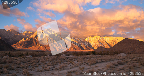 Image of Alabama Hills Sunset Sierra Nevada Range California Mountains