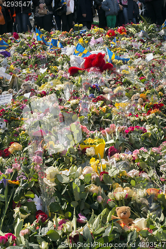 Image of STOCKHOLM, SWEDEN - April 09, 2017:Floral Tributes in Stockholm,