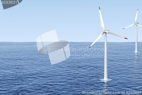 Image of Wind turbines in the sea