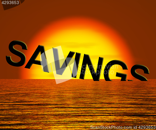 Image of Savings Word Sinking Showing Reduction In Money Or Wealth