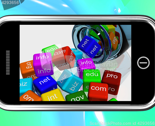 Image of Domain Dices On Smartphone Showing Random Browsing