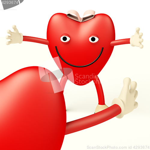 Image of Heart Cartoon Characters Showing Love And Romance For Valentines