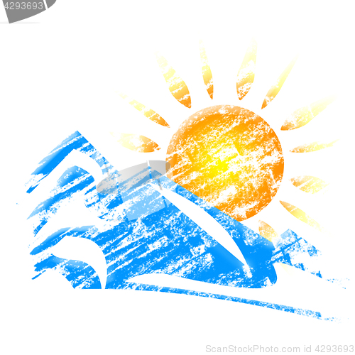 Image of Mountains And Sun Means Summit Scene And Sunshine