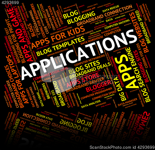 Image of Applications Word Represents Words Program And Computer